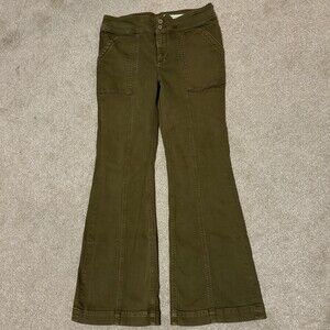 Pilcro and the Letterpress Womens Bootcut High Rise Trouser Pants Olive Size 30